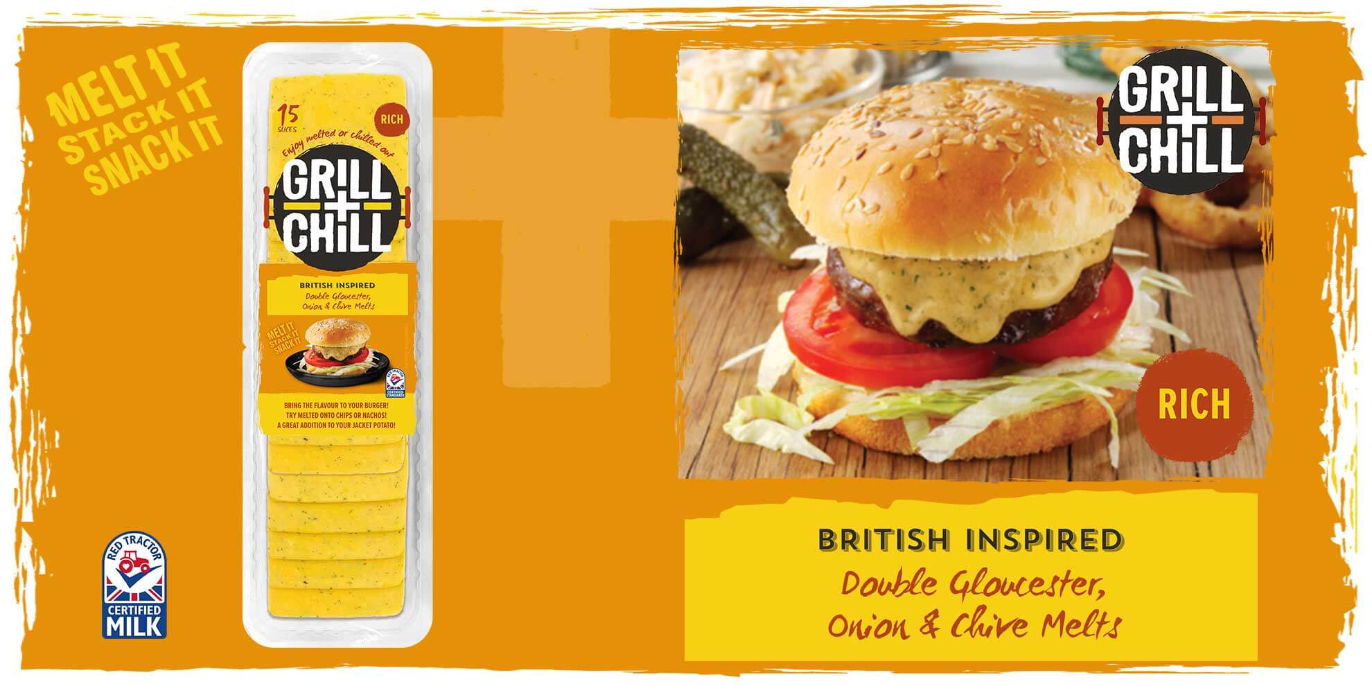 Grill + Chill British Inspired Double Gloucester Onion & Chive Melts