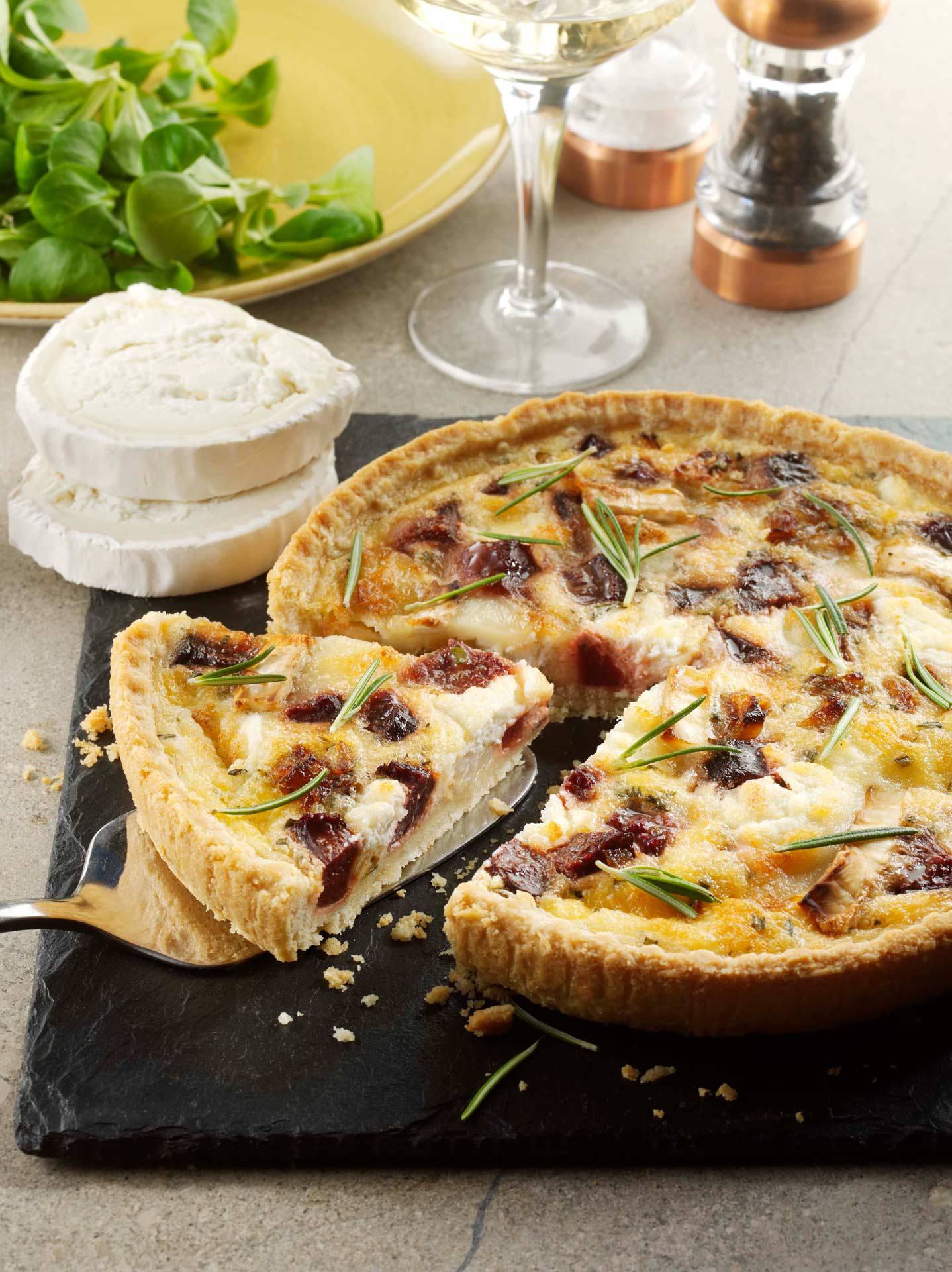goats cheese tart with beetroot and rosemary